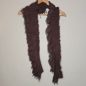 Elegant Brown Ruffled Scarf